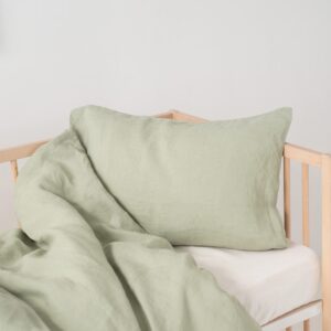 Kids-Sage-Linen-Duvet-Cover-Set_ breathable_gentle sensitive skin_thermoregulating_100% linen_handmade_OEKO-TEX® and EUROPEAN FLAX® certified linen fabric