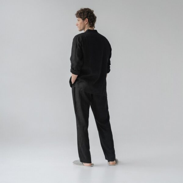 Linen-Tales-Black-Linen-Currant-Loungewear-Set_100% linen_Handmade