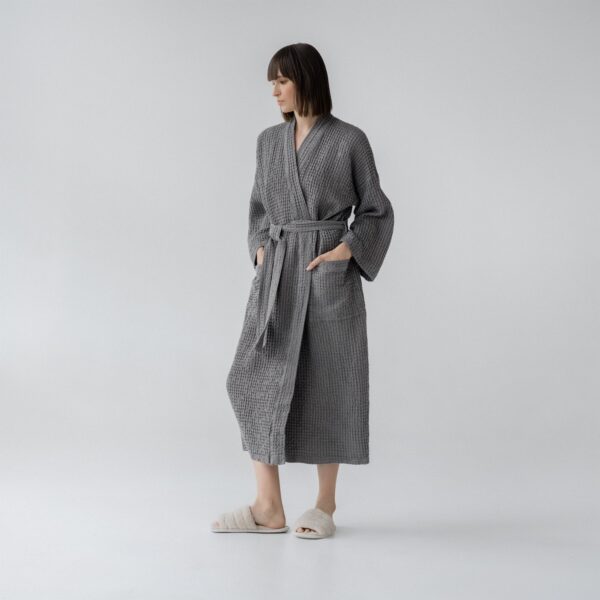 Linen-Cotton-Honeycomb-Waffle-Bathrobe Handmade