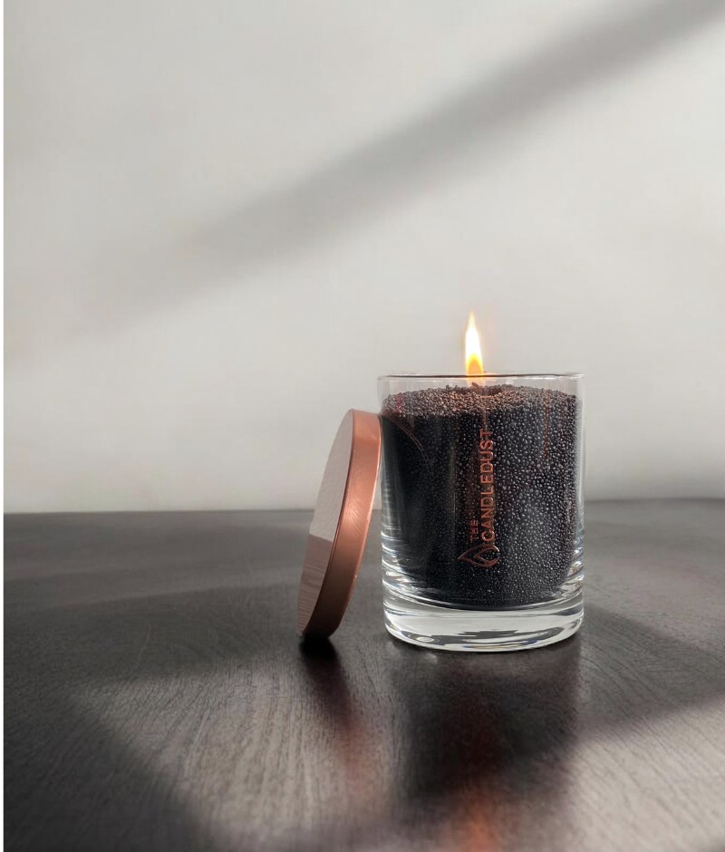 Unscented Powder Candle in Glass - Black 160g